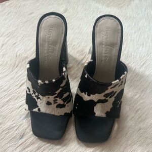 J.Renee Cow Print Black and White Mules